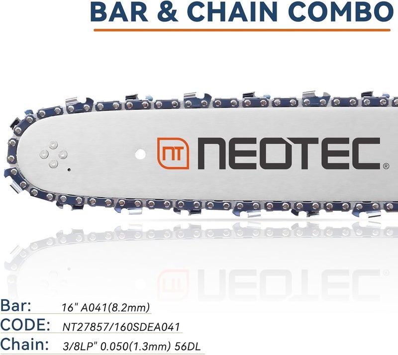 NEO-TEC 16-Inch Chainsaw Bar and Advance Cut Chainsaw Chain Combo, 3/8“LP Pitch, .050" Gauge, 56 Drive Links, Low Vibration Fits for Ryobi Makita Echo Poulan Craftsman Greenworks (160SDEA041) - Image 2
